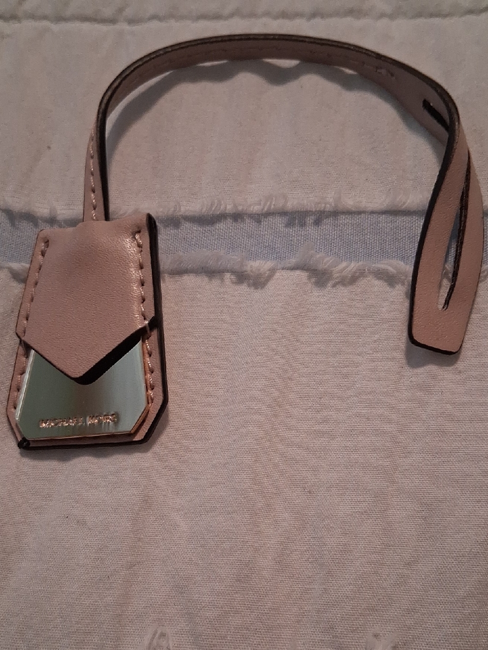Michael Kors Blush Leather Luggage Tag with Gold Plate